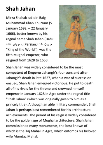 Shah Jahan Handout