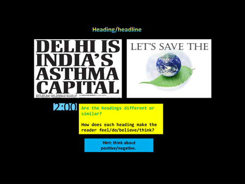 A series of tasks for students to compare the presentation of different texts