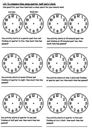 compare the passing of time - year 3