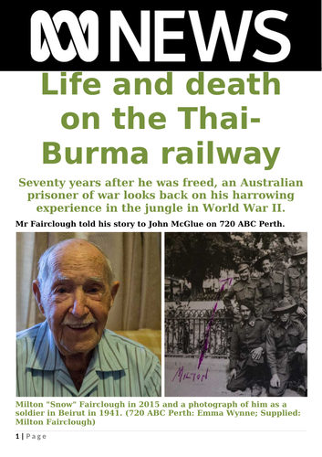 Ezine article - Life and death on the Thai-Burma Railway