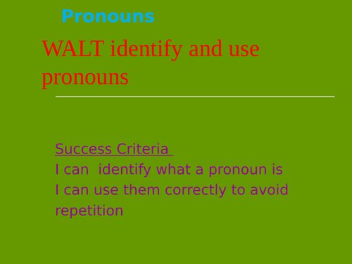 Pronouns and enclosed worksheet