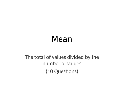 Mean, Median, Mode and Range Quizzes