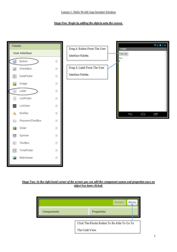 Introduction To App Inventor ---  (Lesson 1)