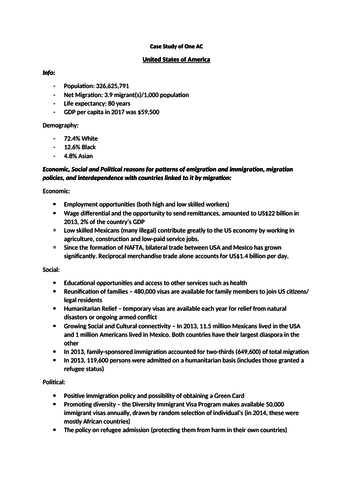 Case Study: USA - Migration OCR Geography A-level