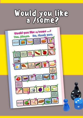 Would You Like a or Some? Board Game | ESL Food Grammar Activity | Countable & Uncountable Noun