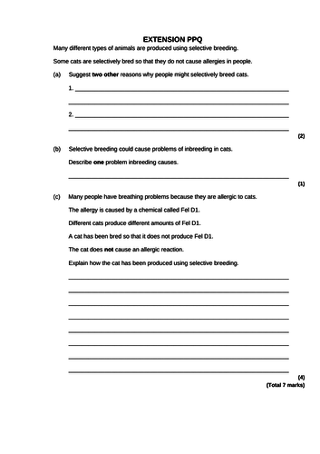 Selective breeding 9-1 AQA