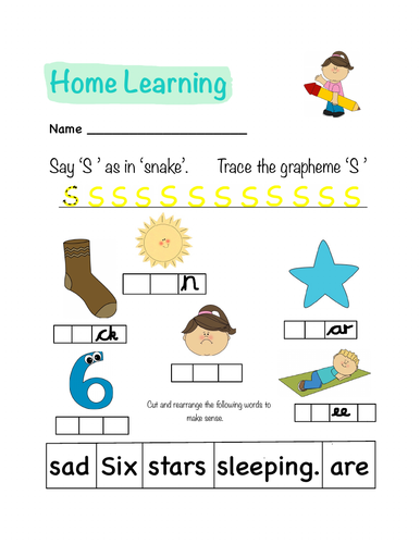 phonics homework letter