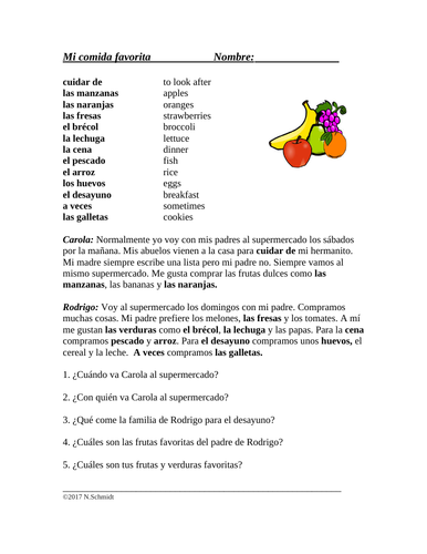 Favorite food in spanish discount