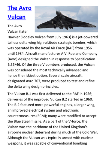 The Avro Vulcan Handout