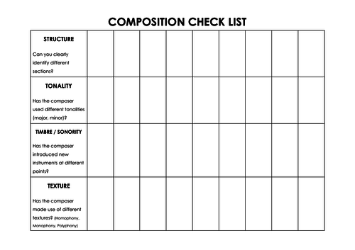 Composition Checklist - Peer Assessment