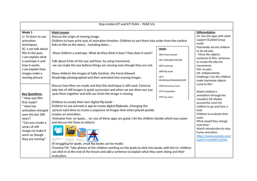 Animation Planning and resources Y5 and Y6
