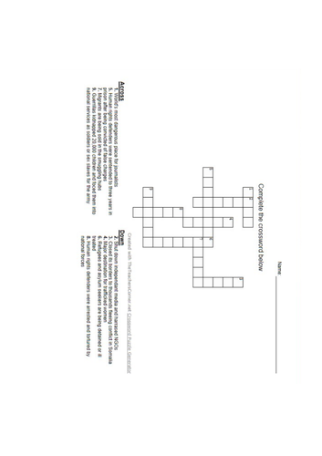 Human Rights Violations Crossword - OCR Geography A-level