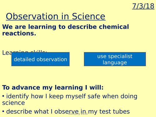 Observation in Science - Stand alone lesson (Yr6 Transition Day)