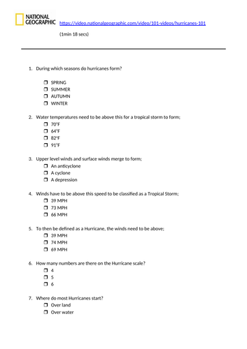 AQA GCSE Geography 3.1.1.3 Tropical Storms