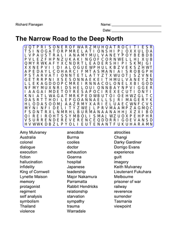 The Narrow Road to the Deep North Word Search
