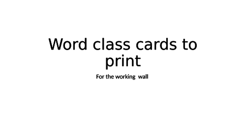 English word class cards