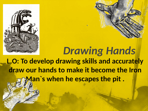 Drawing hands in the style of the Iron man