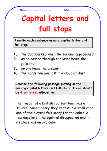Rules For Capital Letters And Full Stops
