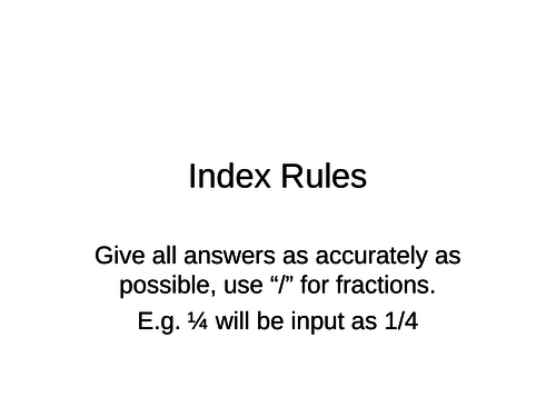 Index Rules Quizzes