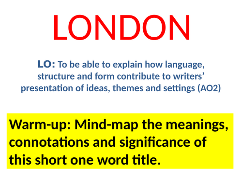 London by William Blake fully annotated lesson AQA GCSE Literature paper 2