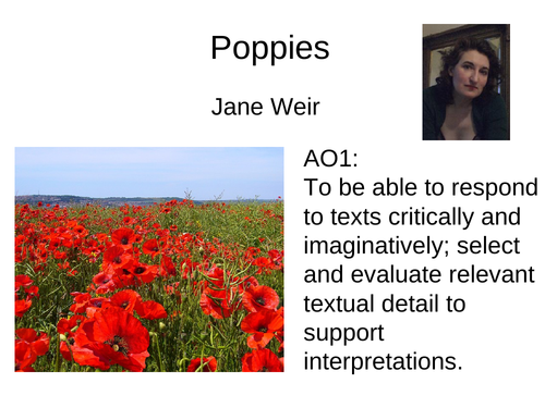Poppies byJane Weir fully annotated lesson AQA GCSE Literature paper 2