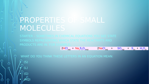 C2 - Structure and bonding - L6 and L7 small and giant covalent structures, nanoparticles AQA 9-1