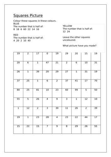 Mathematics Squares Picture (Halving)