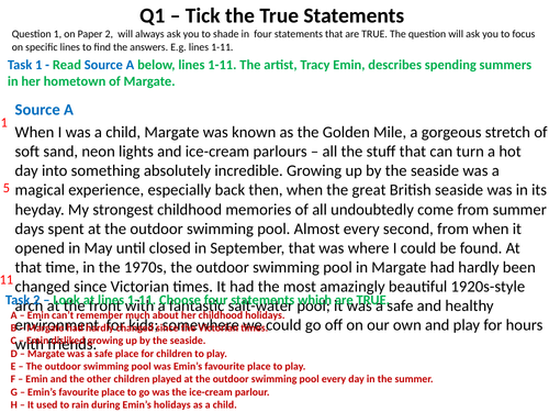 A series of KS3 (or KS4) reading and writing intervention tasks