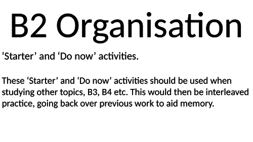 AQA biology B2 starter/do now activities