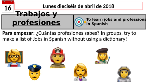Los trabajos -Jobs (Spanish)