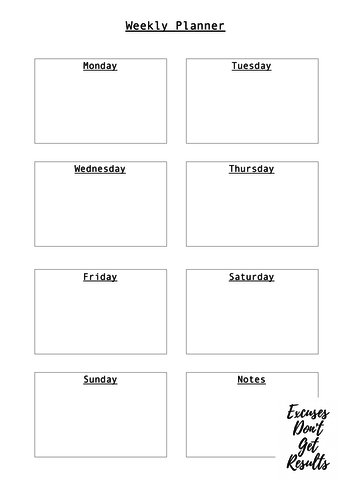 Exam Weekly School Revision Planner