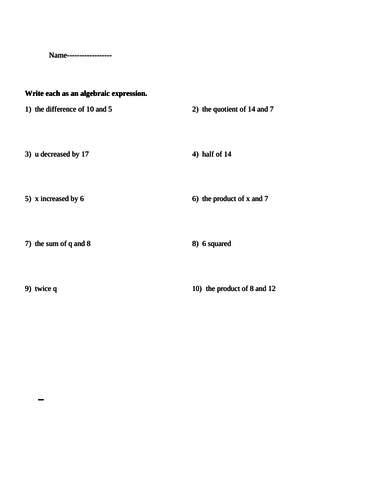 Algebra for KS 3 with answers