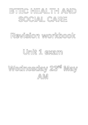 Health and social care - Unit 1 revision booklet