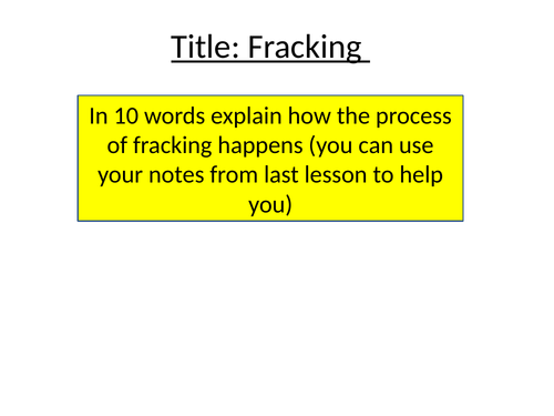 Year 7 energy topic- Fracking