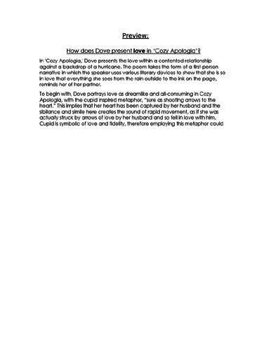 COZY APOLOGIA Rita Dove Essay RESPONSE- 9-1 EDUQAS GCSE ENG LIT NEW SPEC