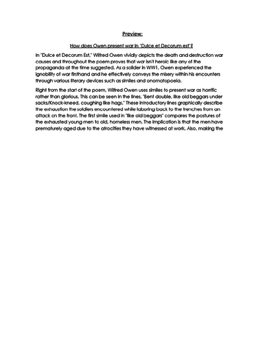 Dulce et decorum est essay questions picture