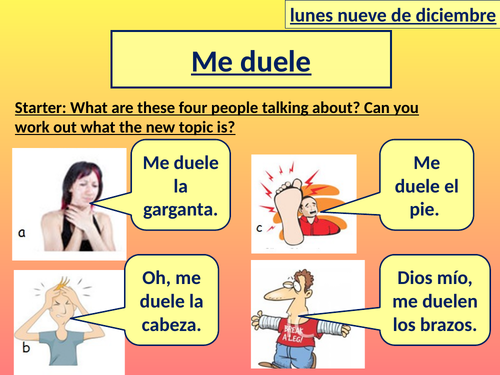 Spanish - What hurts - Me duele - complete lesson