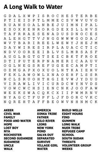 A Long Walk to Water Word Search