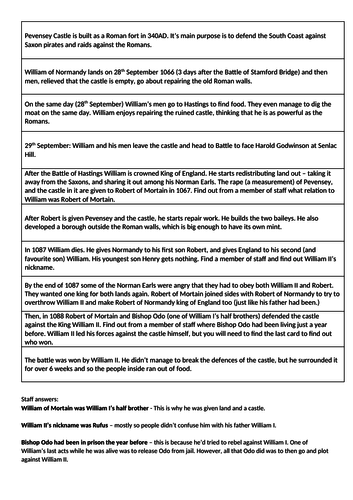 Pevensey Castle Trip Resources