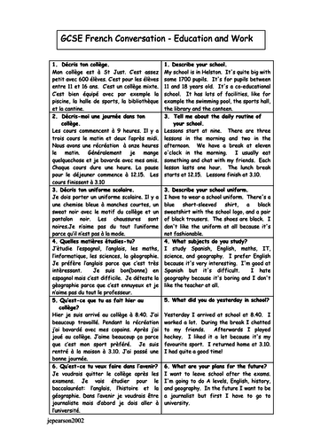 GCSE Conversations questions with Answers on 6 Main Topics + Useful Phrases