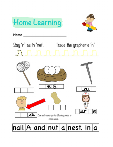 phonics homework letter