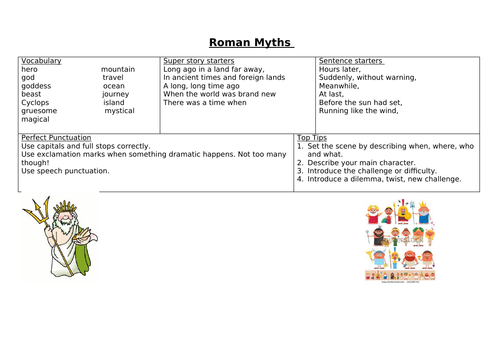 Year 3 Roman Myths writing mat