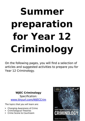 Social Science transition work for Year 11 Year 12 (EPQ, Criminology, Sociology, Psychology, HSC)