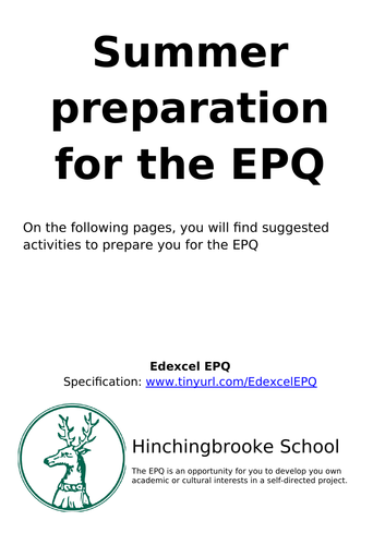 Extended Project Qualification (EPQ) starter pack