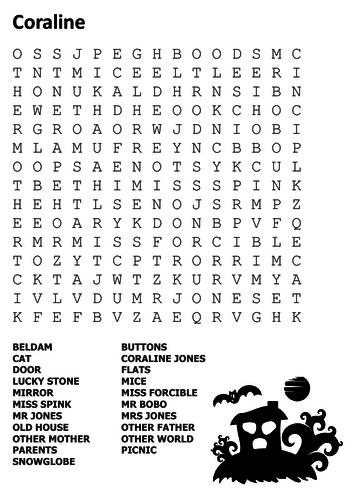 Coraline Word Search