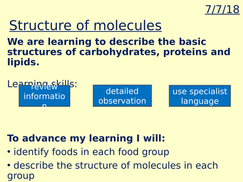 Structure of food molecules lesson
