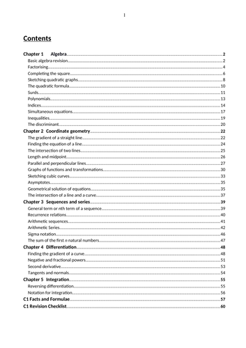 C1 Notes and Examples with answers