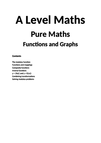 Maths A Level New Spec Year 2 Functions and Graphs