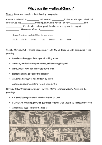 ks3 medieval life lesson 2 medieval church teaching resources