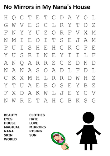 No Mirrors in My Nana's House Word Search | Teaching Resources